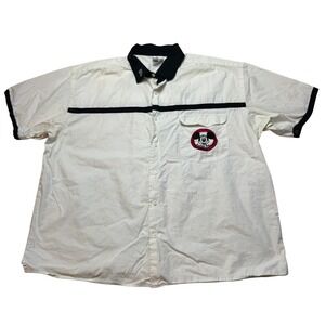 Disney Shirt Mens XXL White Mickey Mouse Club Mouseketeers Embroidered Button Up